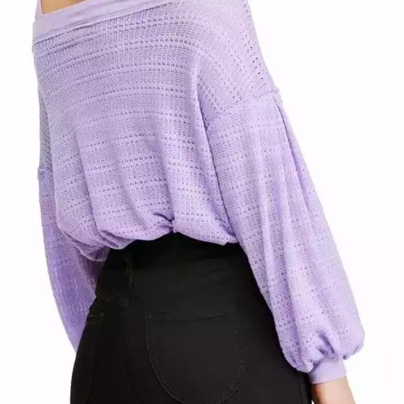 Free People Cold Shoulder Top Sweater Sistine Hacci purple lilac orchid nWT - Picture 4 of 10